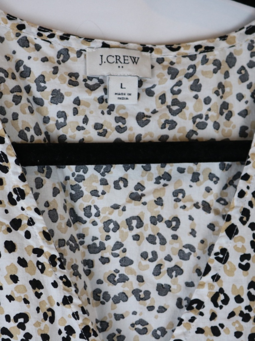J. Crew Neutral Leopard Print V-Neck Long Sleeve Dress - Picture 3 of 5